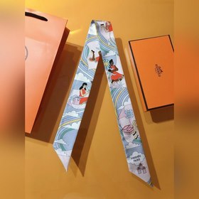 Hermès Twilly, шарф из шелка, 100% шелк, двойной, двусторонний Из