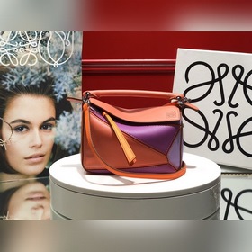 MINI PUZZLE сумка с геометрическим дизайном от Loewe, кораллово-о