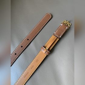 LOEWE Женский тонкий ремень из мягкой кожи теленка с палевой отде