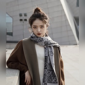 Loewe, нейтральный, классический шарф с логотипом Loewe, ведущий