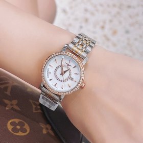 Женские часы Longines с кварцевым механизмом, украшенные перламут