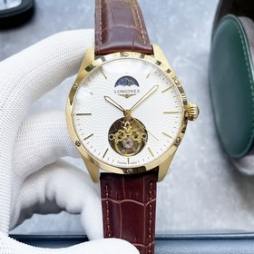 Элегантные мужские часы Longines с большим маховиком и фазой Луны