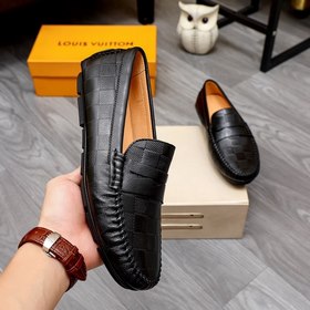 LV ботинки с закругленным носком Импортный верх из кожи первого с