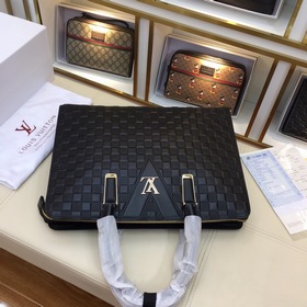 LV высококачественная мужская сумка для документов из кожи бычка,