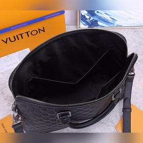 Мужская сумка для документов LV из кожи с узором в клетку, черная