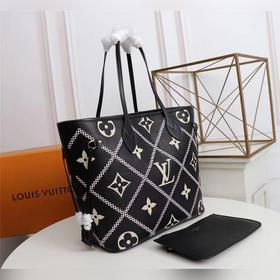 LV Модель 46040 Двухцветная сумка-тоут с вышитыми нитками, сумка-