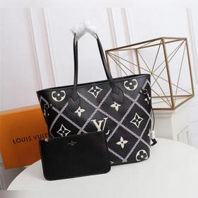 LV Модель 46040 Двухцветная сумка-тоут с вышитыми нитками, сумка-