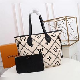 LV Модель 46040 Двухцветная сумка-тоут с вышитыми нитками, сумка-