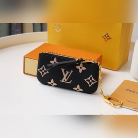 LV Кошелек для ключей Модель M80885 Черный с шелкографией Элегант