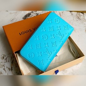 LV Модель M81510 Синий кожаный кошелек с одним застежкой-молнией