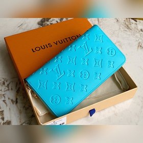 LV Модель M81510 Синий кожаный кошелек с одним застежкой-молнией