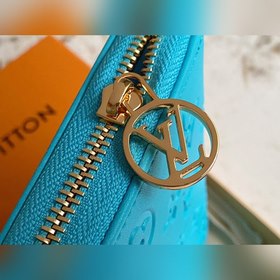 LV Модель M81510 Синий кожаный кошелек с одним застежкой-молнией