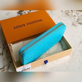 LV Модель M81510 Синий кожаный кошелек с одним застежкой-молнией