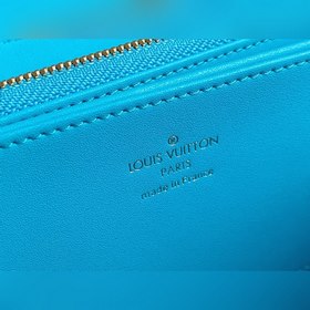 LV Модель M81510 Синий кожаный кошелек с одним застежкой-молнией