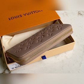 LV Модель M81510 Серый кожаный кошелек с одним застежкой-молнией