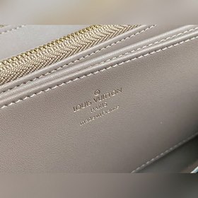 LV Модель M81510 Серый кожаный кошелек с одним застежкой-молнией