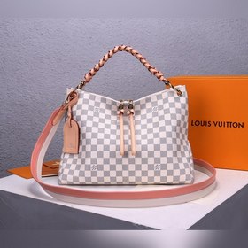 LV Beaubourg Hobo Белая сумка с плетеными ручками, средний размер