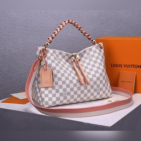 LV Beaubourg Hobo Белая сумка с плетеными ручками, средний размер