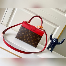 LV Модель M44322 Старинный красный сумка через плечо Кожа являет