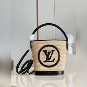 LV Модель M59962 Черный Серия сумок-ведра Плетеные вышивки Сумка-
