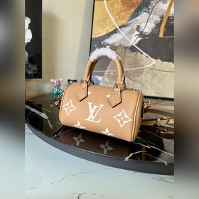 LV Nano Speedy сумка, модель M81456, коричневая с шелкографией  
