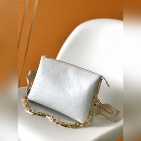 LV Модель M57793 Белая маленькая сумка с цепочкой Блеснула на мод