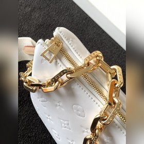 LV Модель M57793 Белая маленькая сумка с цепочкой Блеснула на мод