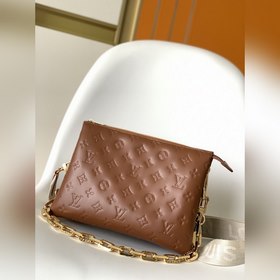 LV Модель M57791, песочный цвет, маленькая сумка Coussin с цепочк