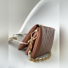 LV Модель M57791, песочный цвет, маленькая сумка Coussin с цепочк