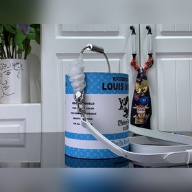 Сумка LV PAINT CAN, синяя с шелкографией, сумка-бакет через плечо