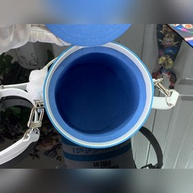 Сумка LV PAINT CAN, синяя с шелкографией, сумка-бакет через плечо