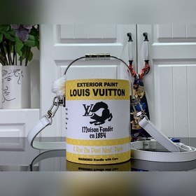 Сумка LV PAINT CAN, желтая с шелкографией, сумка-бокс через плечо