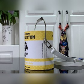 Сумка LV PAINT CAN, желтая с шелкографией, сумка-бокс через плечо
