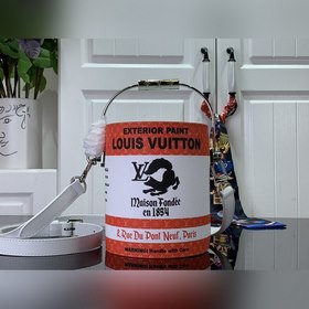 Сумка LV PAINT CAN оранжевая с шелкографией, сумка-барабан через