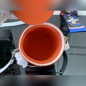 Сумка LV PAINT CAN оранжевая с шелкографией, сумка-барабан через 