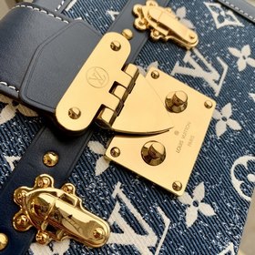 LV Petite Malle сумка, модель M59717, синий деним, фурнитура из с