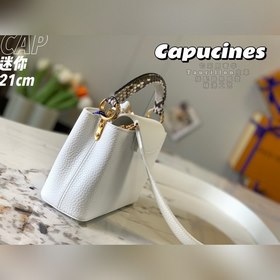 LV Capucines мини-сумка, модель M55921, белая кожа питона с золот