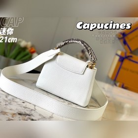 LV Capucines мини-сумка, модель M55921, белая кожа питона с золот