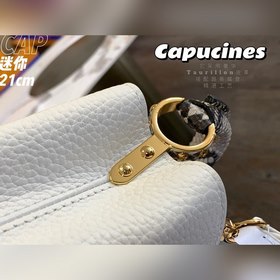 LV Capucines мини-сумка, модель M55921, белая кожа питона с золот