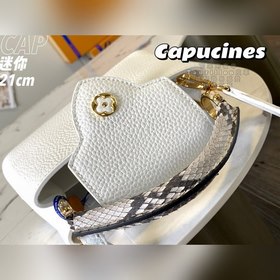LV Capucines мини-сумка, модель M55921, белая кожа питона с золот