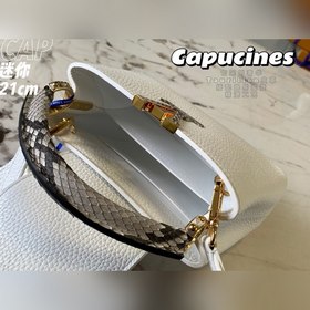 LV Capucines мини-сумка, модель M55921, белая кожа питона с золот
