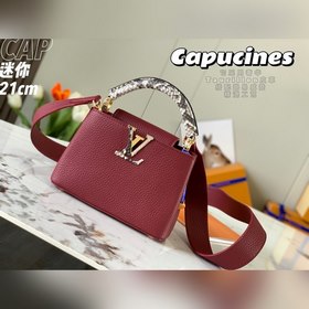 LV Capucines мини-сумка, модель M55921, бордовый цвет с золотой п
