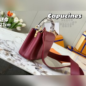 LV Capucines мини-сумка, модель M55921, бордовый цвет с золотой п