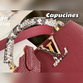 LV Capucines мини-сумка, модель M55921, бордовый цвет с золотой п