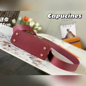 LV Capucines мини-сумка, модель M55921, бордовый цвет с золотой п