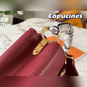 LV Capucines мини-сумка, модель M55921, бордовый цвет с золотой п