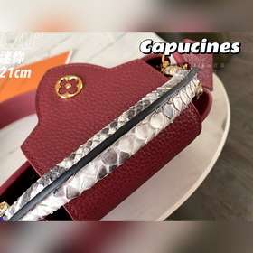 LV Capucines мини-сумка, модель M55921, бордовый цвет с золотой п