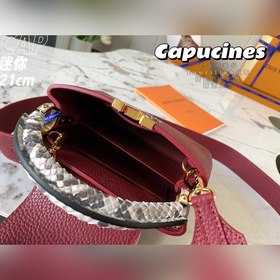 LV Capucines мини-сумка, модель M55921, бордовый цвет с золотой п