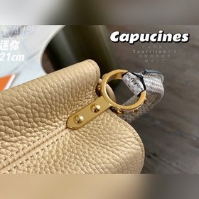 LV Capucines мини-сумка, модель M55921, молочно-белая змеиная кож