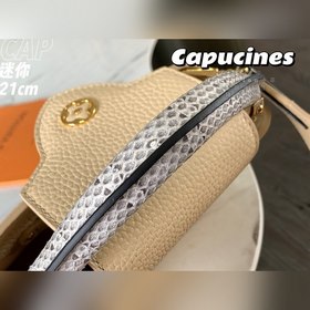 LV Capucines мини-сумка, модель M55921, молочно-белая змеиная кож